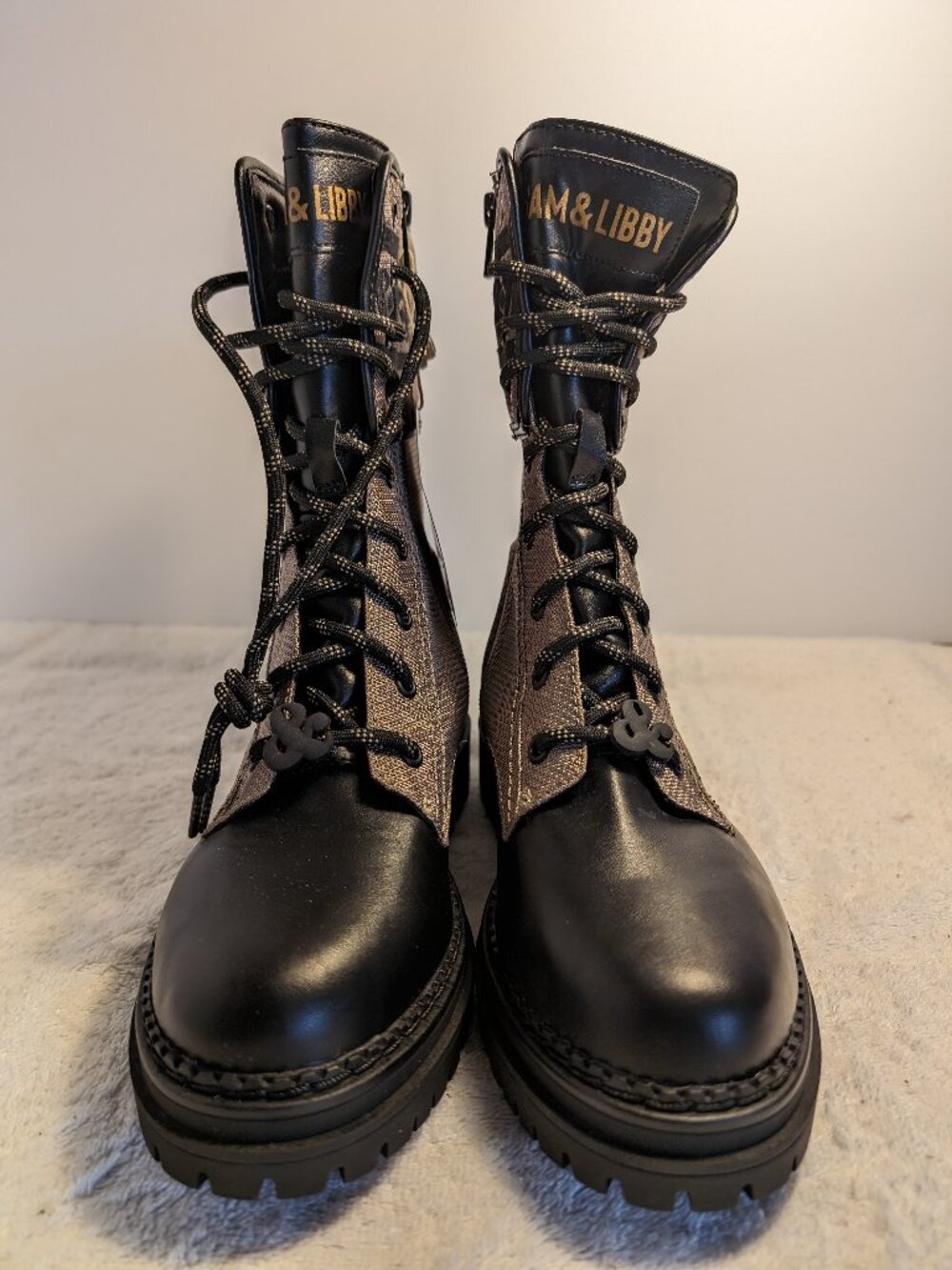 SAM & LIBBY WOMEN'S STELLA EMBOROIDERED COMBAT BOOTS